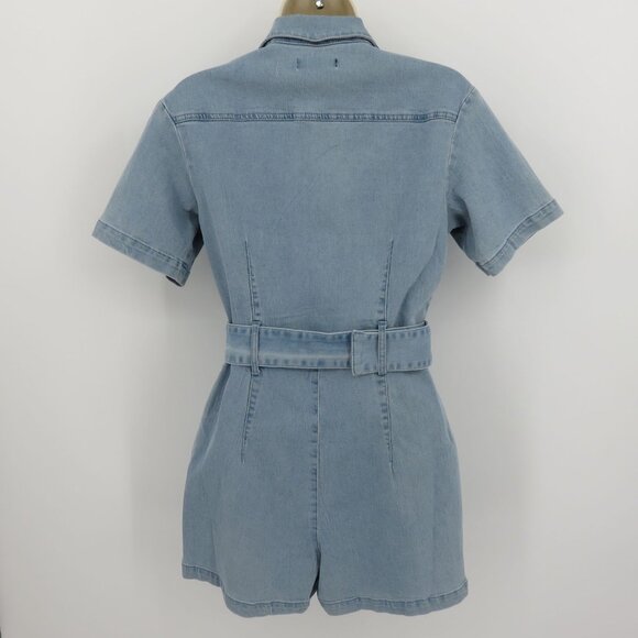 Missguided Women 4 Blue Jean Denim Stretch Zip Playsuit Romper One Piece NEW - Picture 5 of 11
